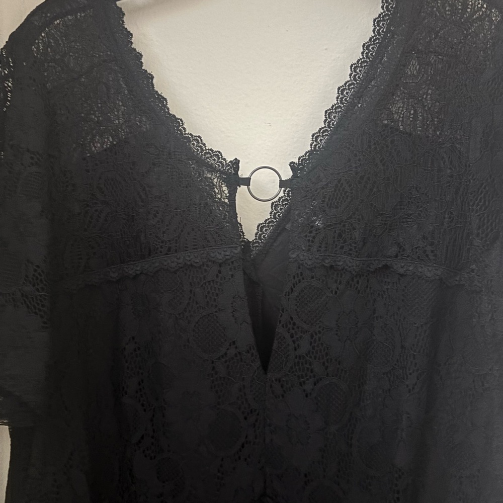 Torrid Black Mini Lace Trapeze Dress - Picture 2 of 6